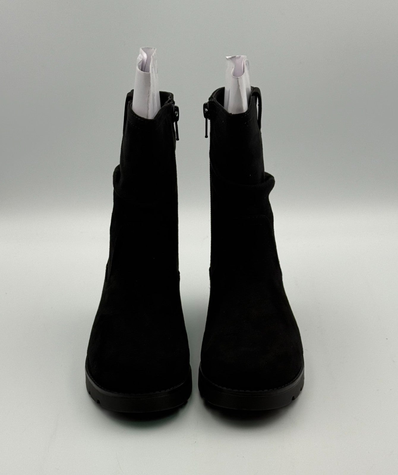 New White Mountain Slouch Boots Kids 1 Black Faux Leather Mid-Calf Side Zipper