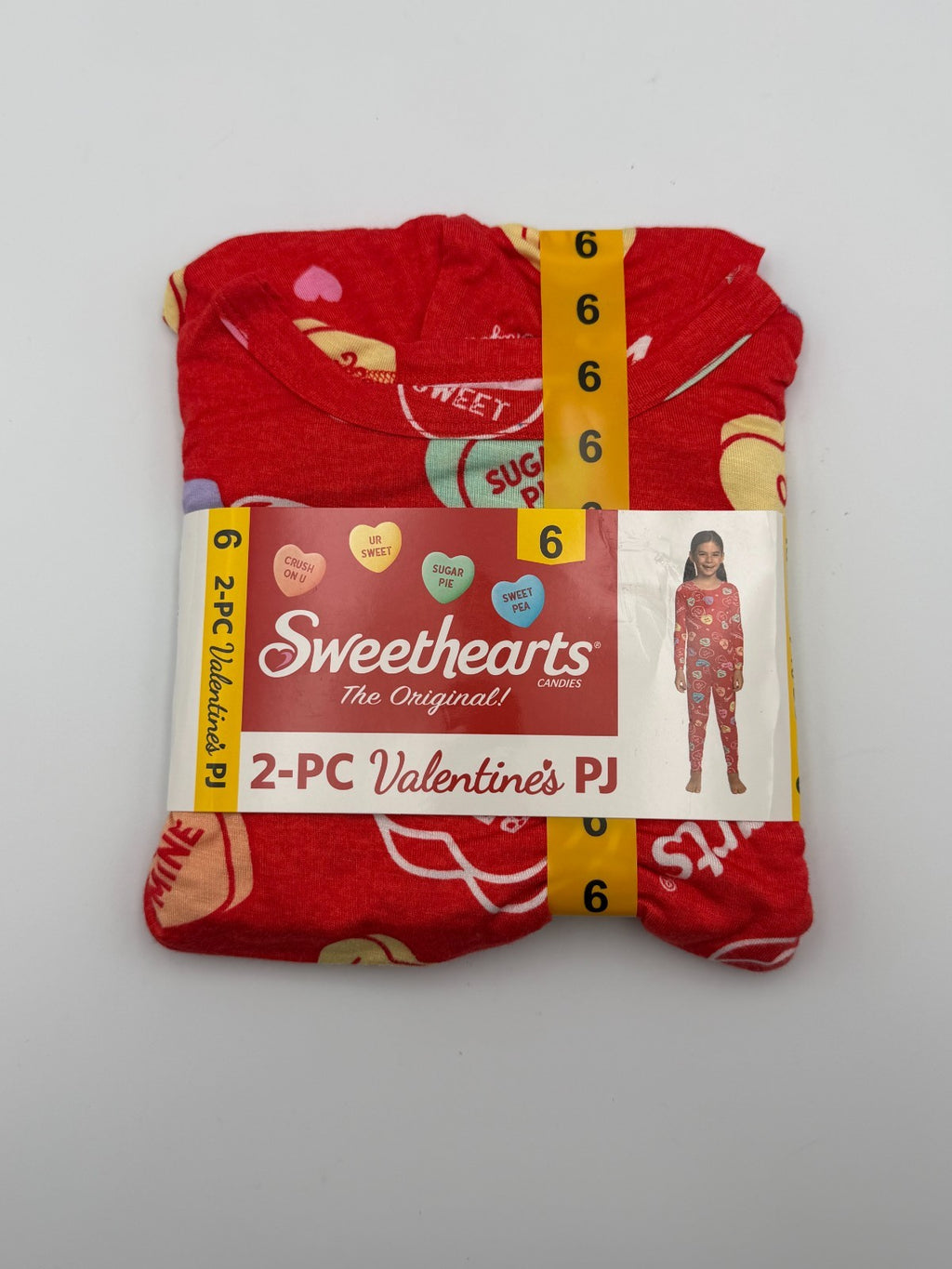 NWT Sweethearts Valentines Candy Hearts Print Pajama Set Girls 6 Red Casual Wear