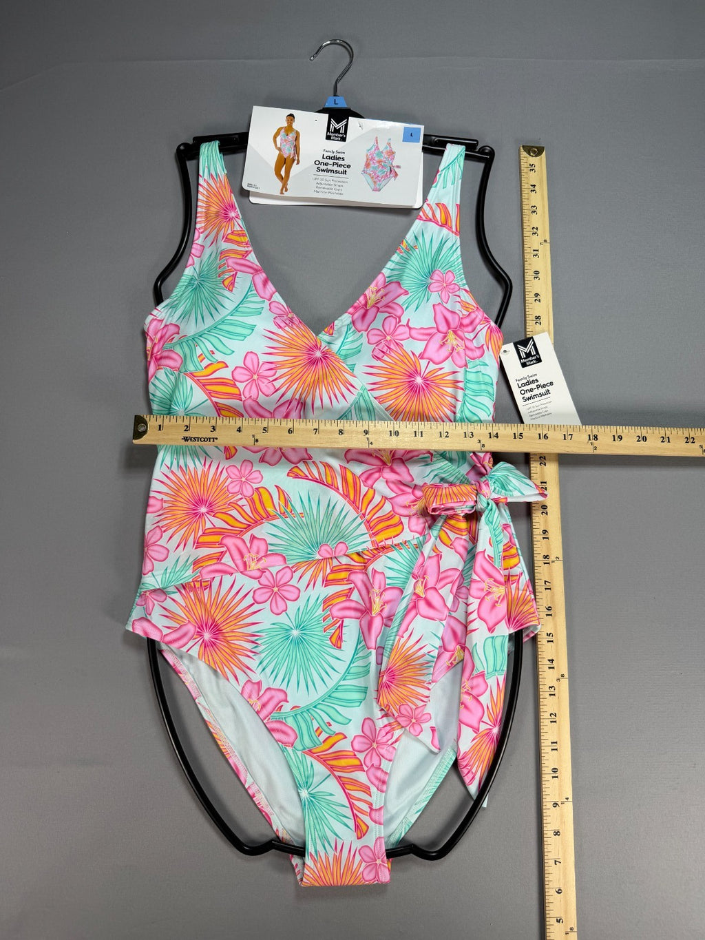 Member's Mark Adjustable Strap One-Piece Swimsuit Women Large Multicolor Floral