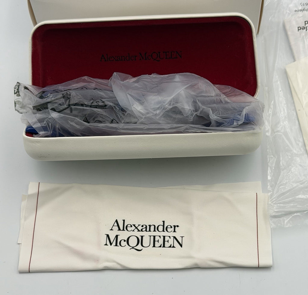 Alexander McQueen 76000236 Blue Rectangular Sunglasses Bold Logo Unisex Italy