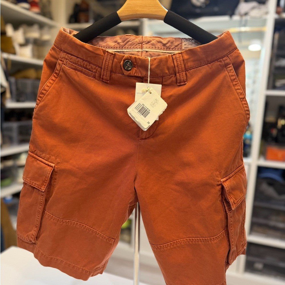 Brunello Cucinelli Men's Cargo Shorts With Logo Hardware