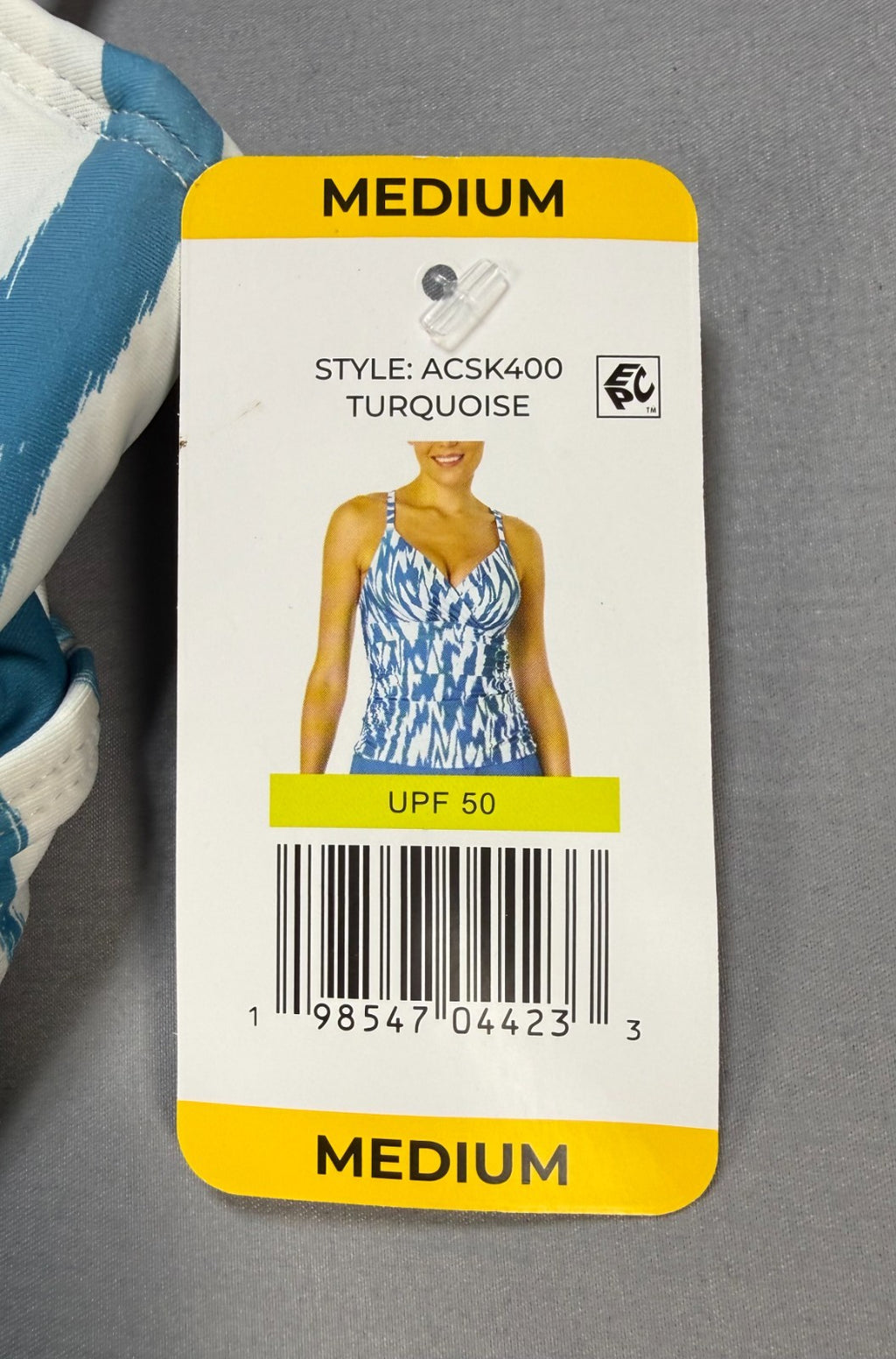 NWT Anne Cole Ruched Bustier One-Piece Swim Top Women's Medium Blue White UPF 50