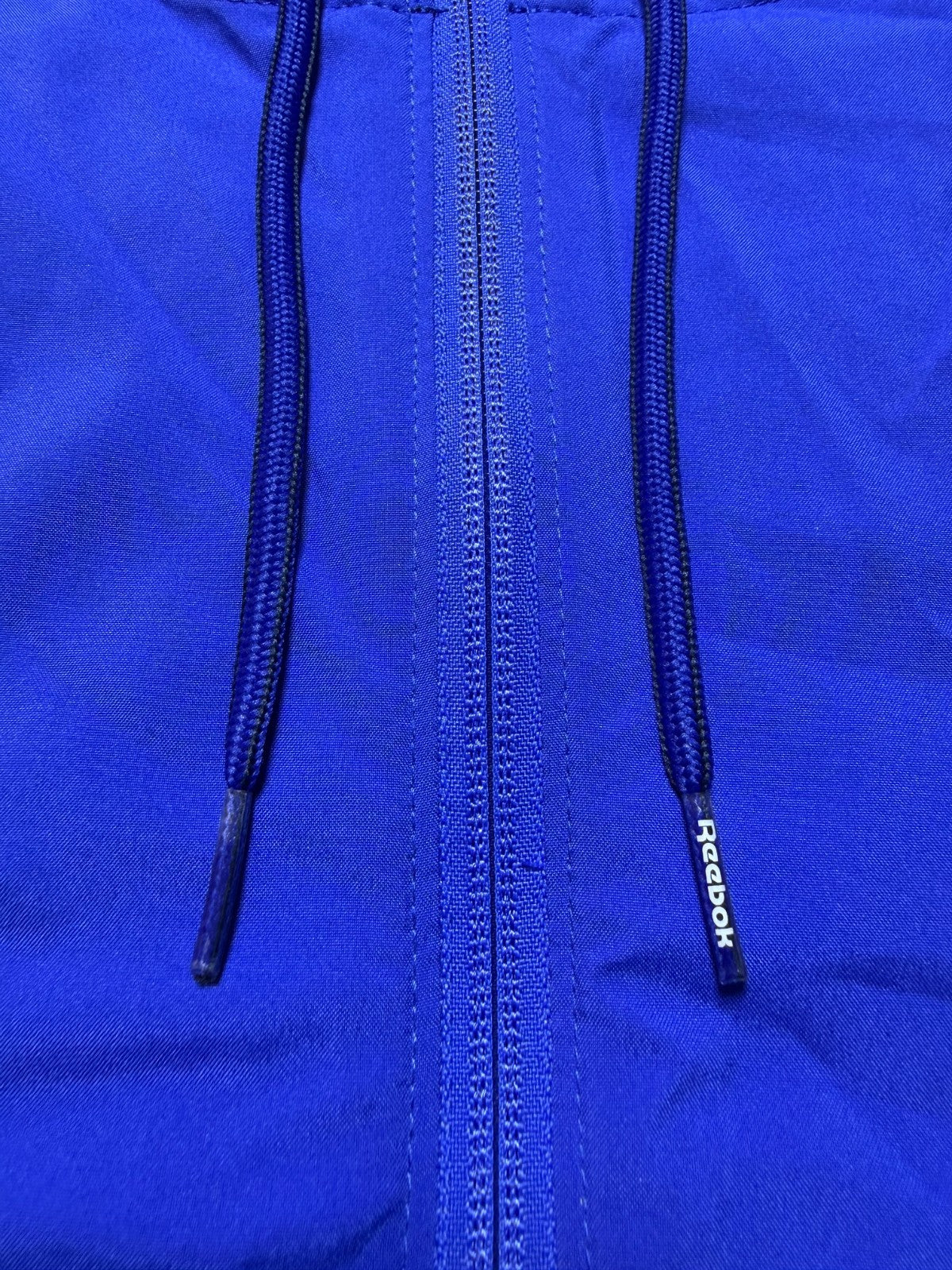 Reebok Full Zip Colorblock Adjustable Hood Training Woven Jacket Men Medium Blue