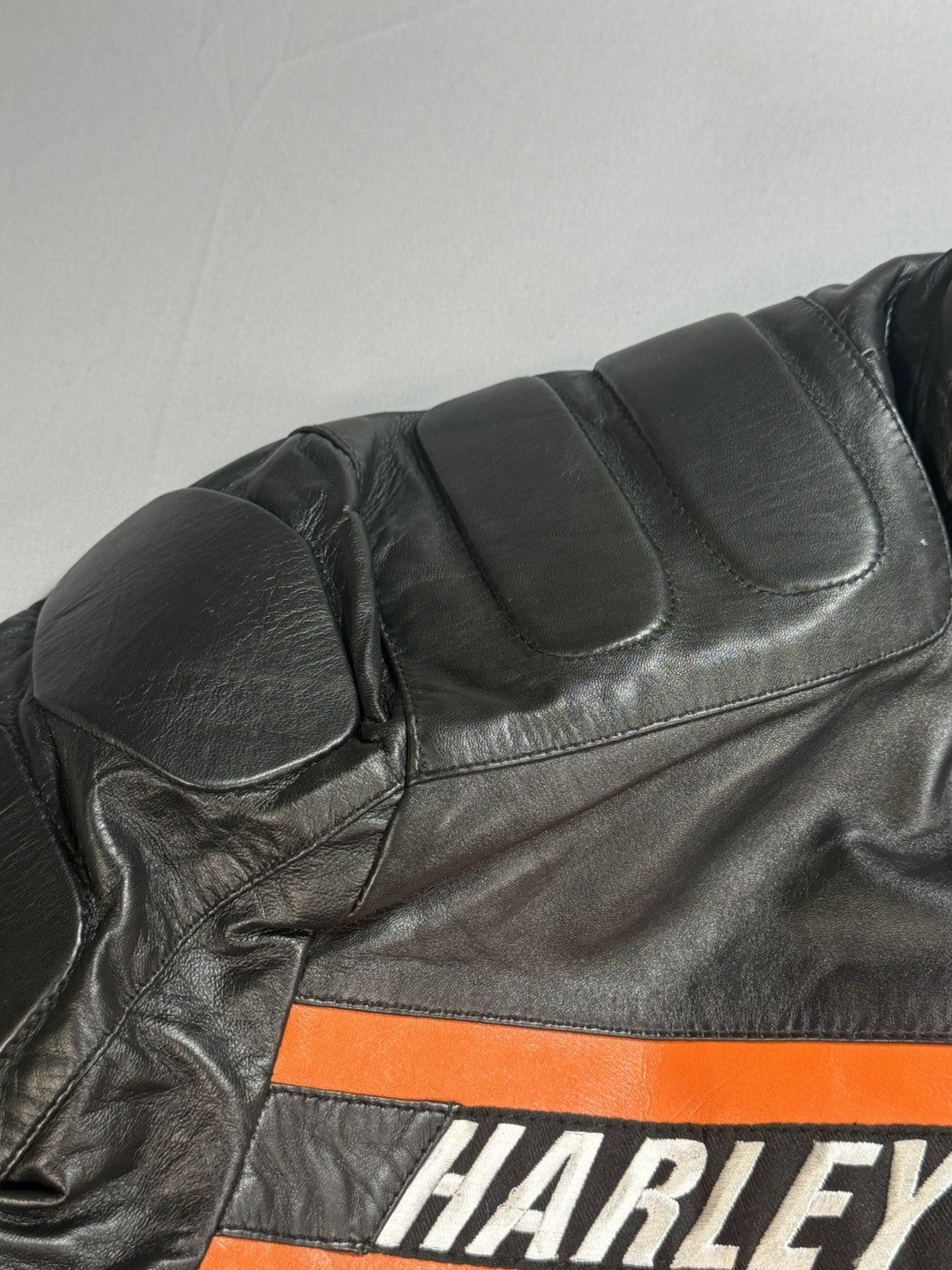 Real Leather Harley Davidson Embroidered Mens XL Motorcycle Biker Leather Jacket