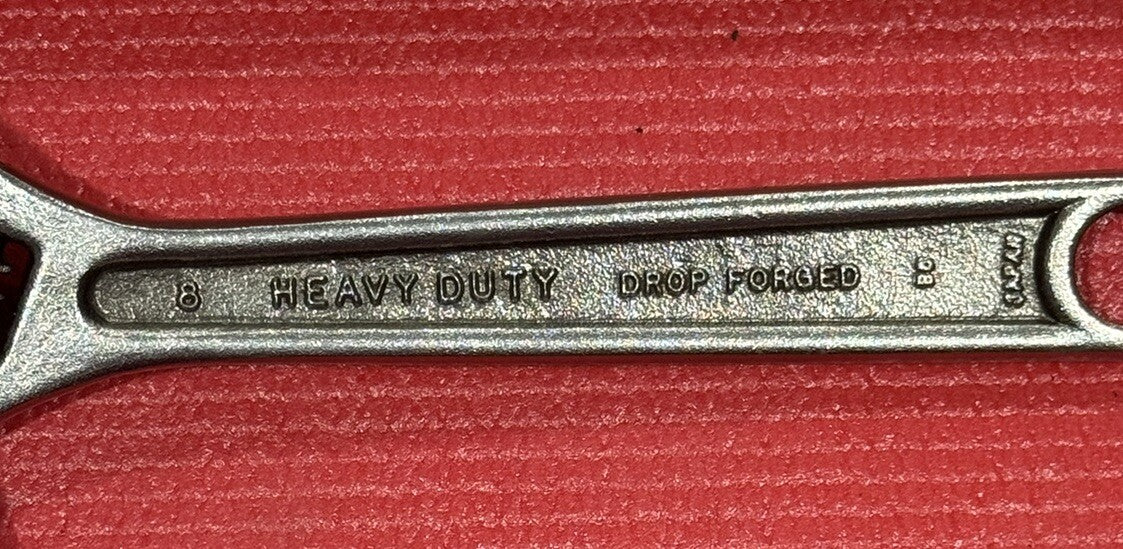 Vintage GREAT NECK TOOLS AW8 8" Adjustable Wrench Heavy Duty Drop Forged Japan