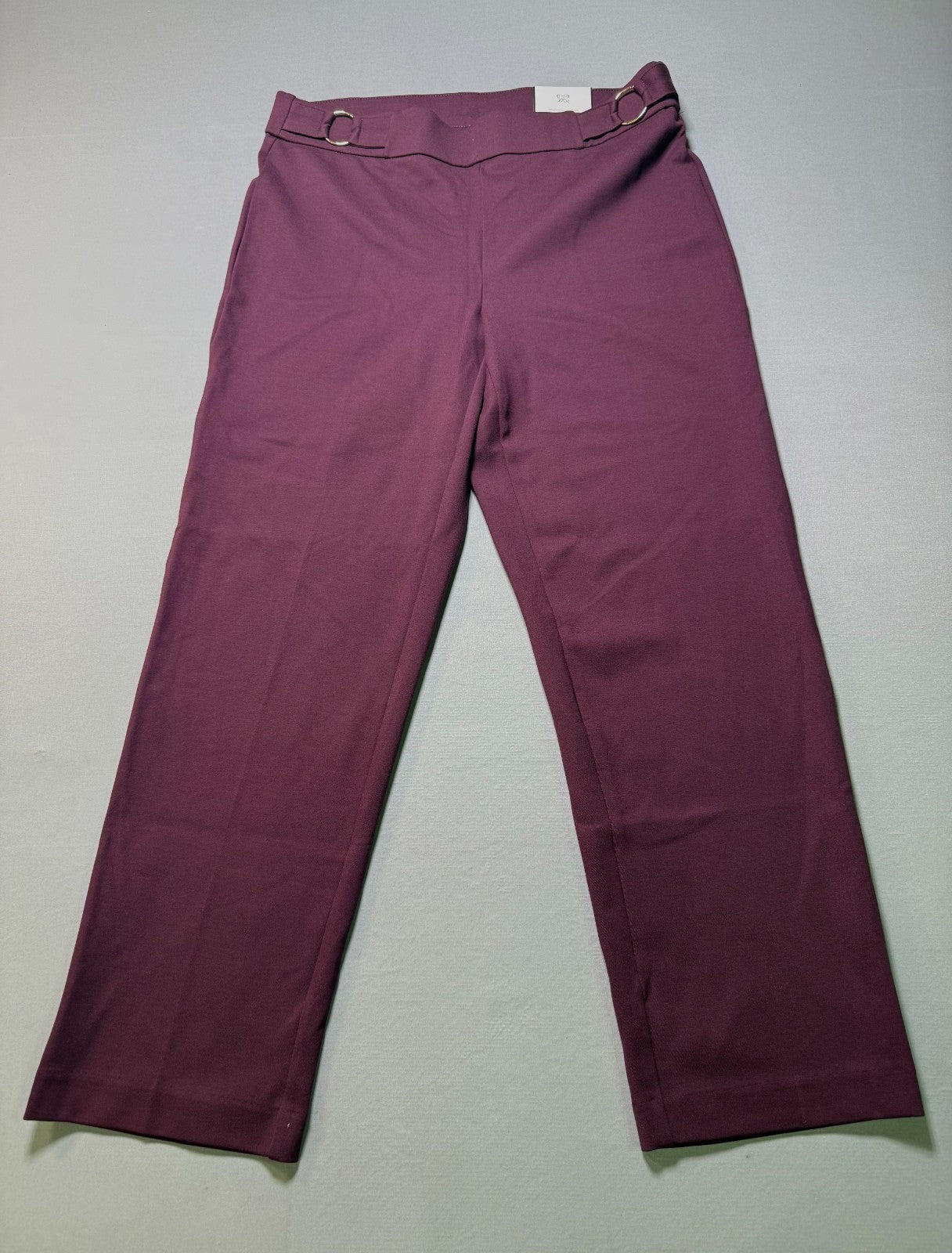 Rafaella Stretch Waistband Pull-On Styling Straight Leg Pants Women's 14 Purple