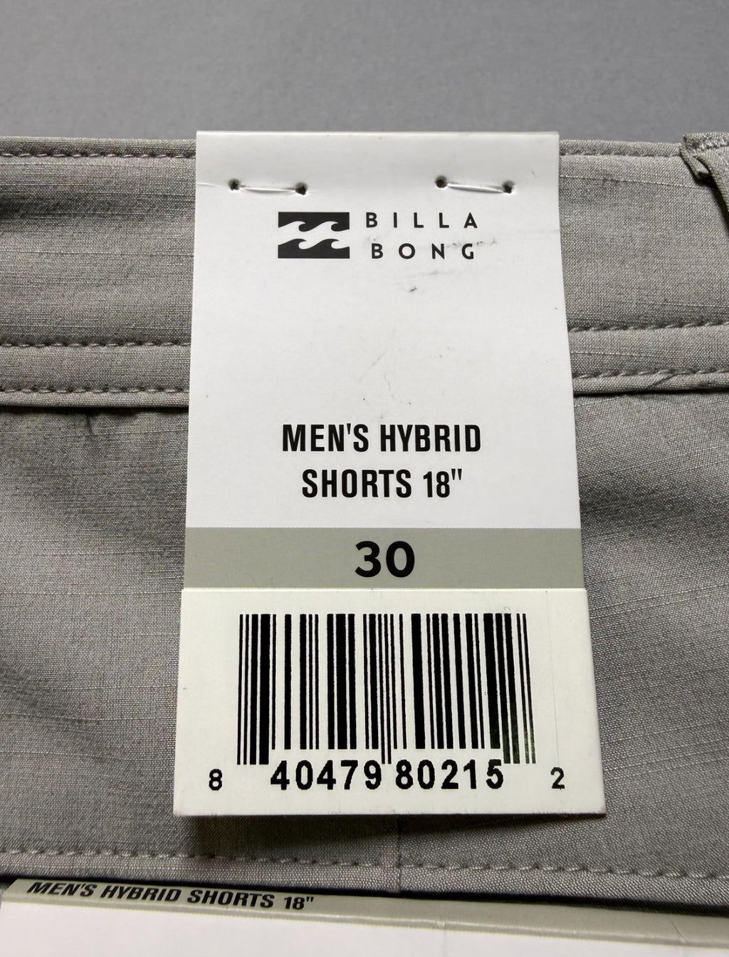 NWT Billabong Hybrid Golf Short Men's Size 30 Light Grey Stretch Performance 18"