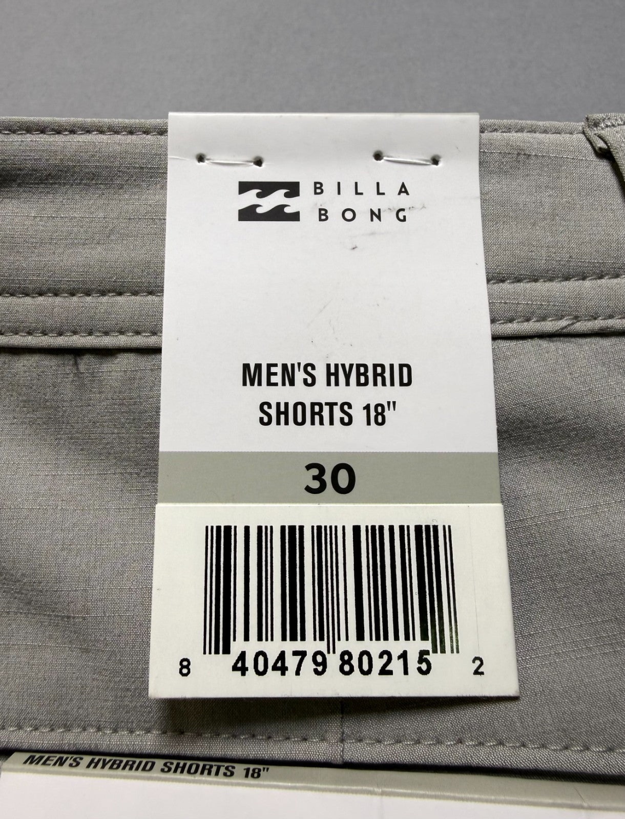 NWT Billabong Hybrid Golf Short Men's Size 30 Light Grey Stretch Performance 18"