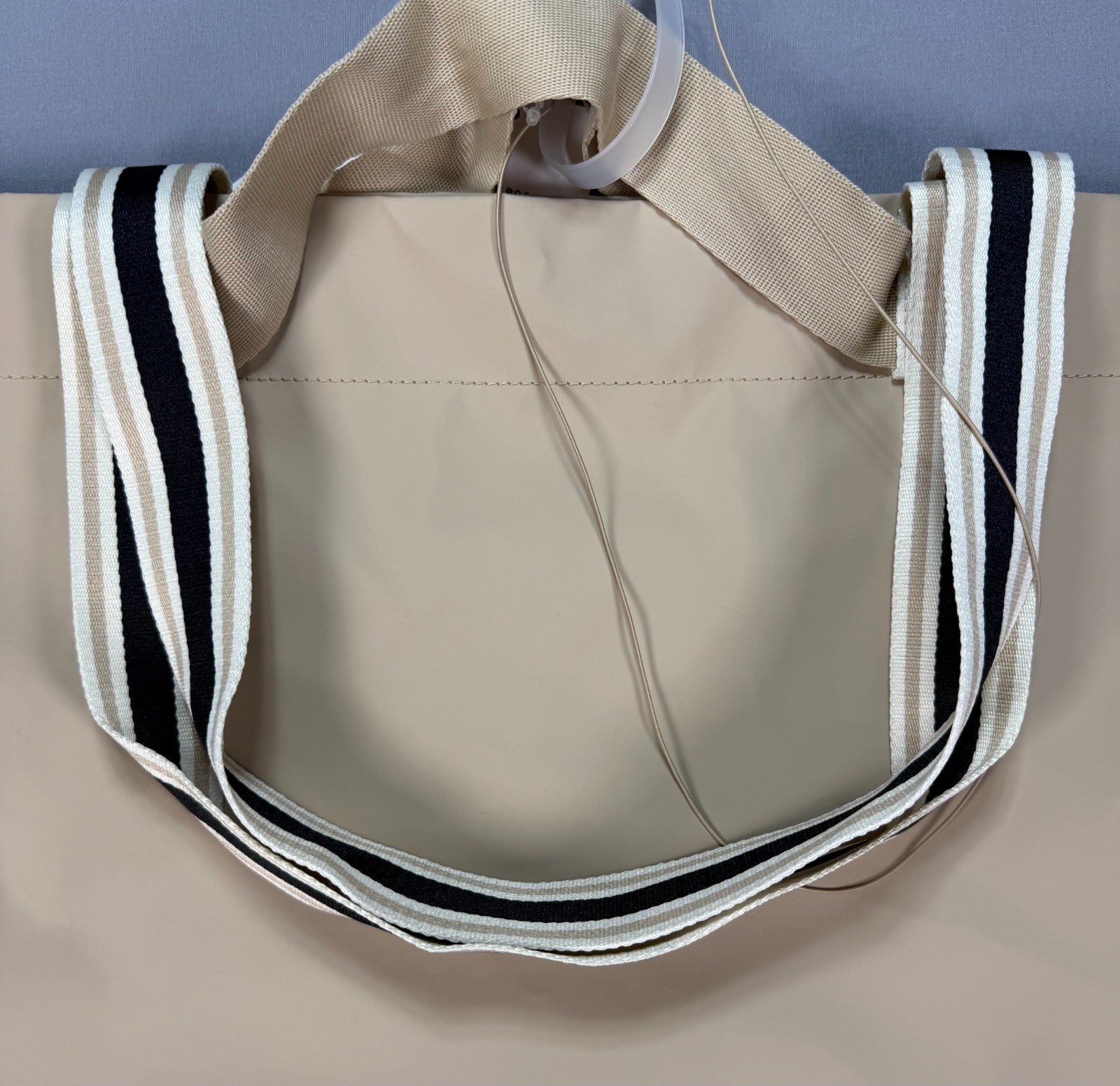 NWT Champion Canvas Shoulder Tote Bag Women Tan Striped Handles Shopper Everyday