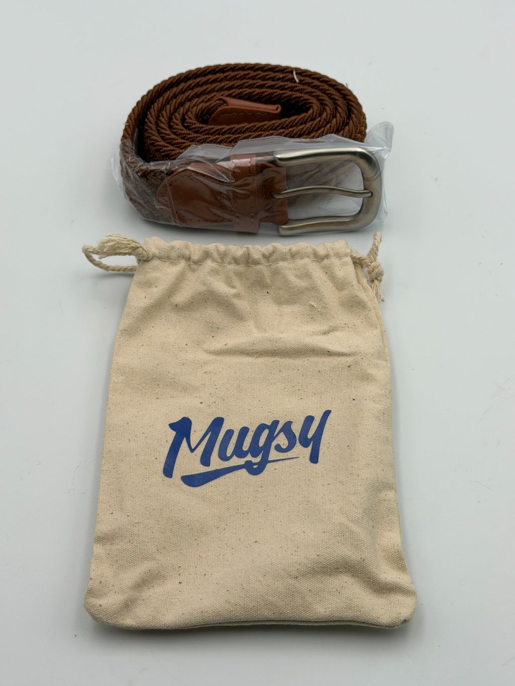 NWT Mugsy Stretch Belt Men's Brown Comfortable Elastic Woven Casual - One Size