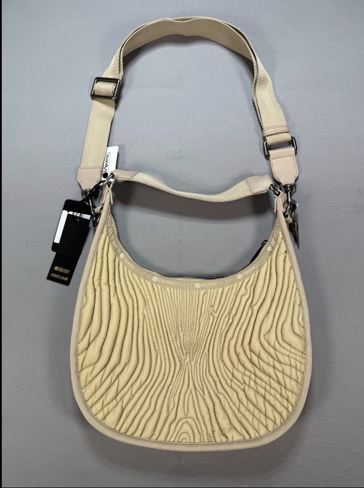 New LeSportsac x Roberto Cavalli Matelassé Bologna Hobo Bag Women's Light Brown