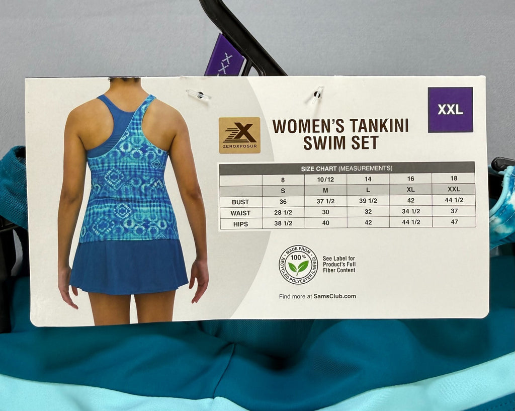 NWT Zeroxposur Highline Tankini Swim Set Women's 2XL Turquoise Beach Lightweight