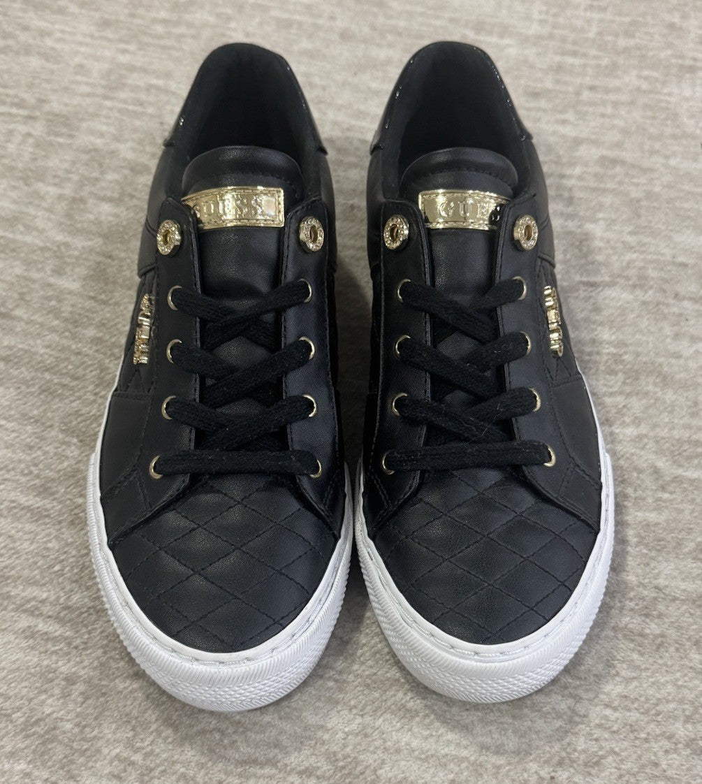 Guess GW Loven Womens Black/White/Gold Low Top Lace Casual Sneaker Size 9.5 M