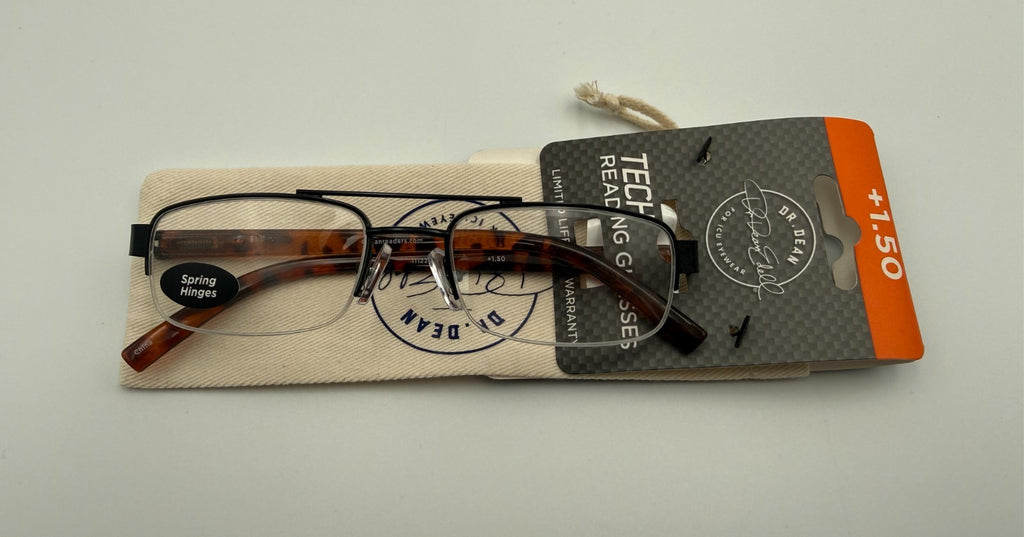 ICU Eyewear Dr. Dean Edell Tech Reading Glasses 1.50 Magnification Brown Frame