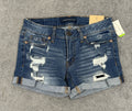 NEW Aeropostale Women’s Size 00, Denim Distressed low rise Midi Jean Shorts