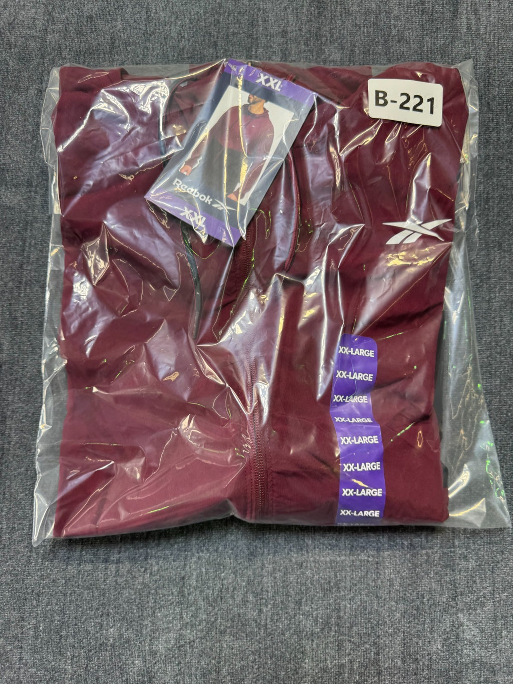 NWT Reebok Full Zip Training Woven Jacket Men 2XL Maroon Black Adjustable Hood