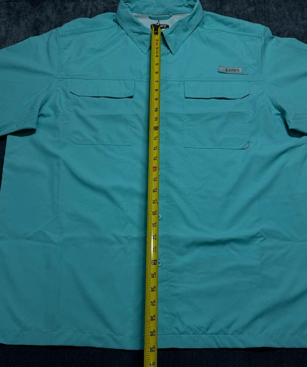 Habit Fourche Mountain River Guide Fishing Shirt Men's X-Large Aqua Green
