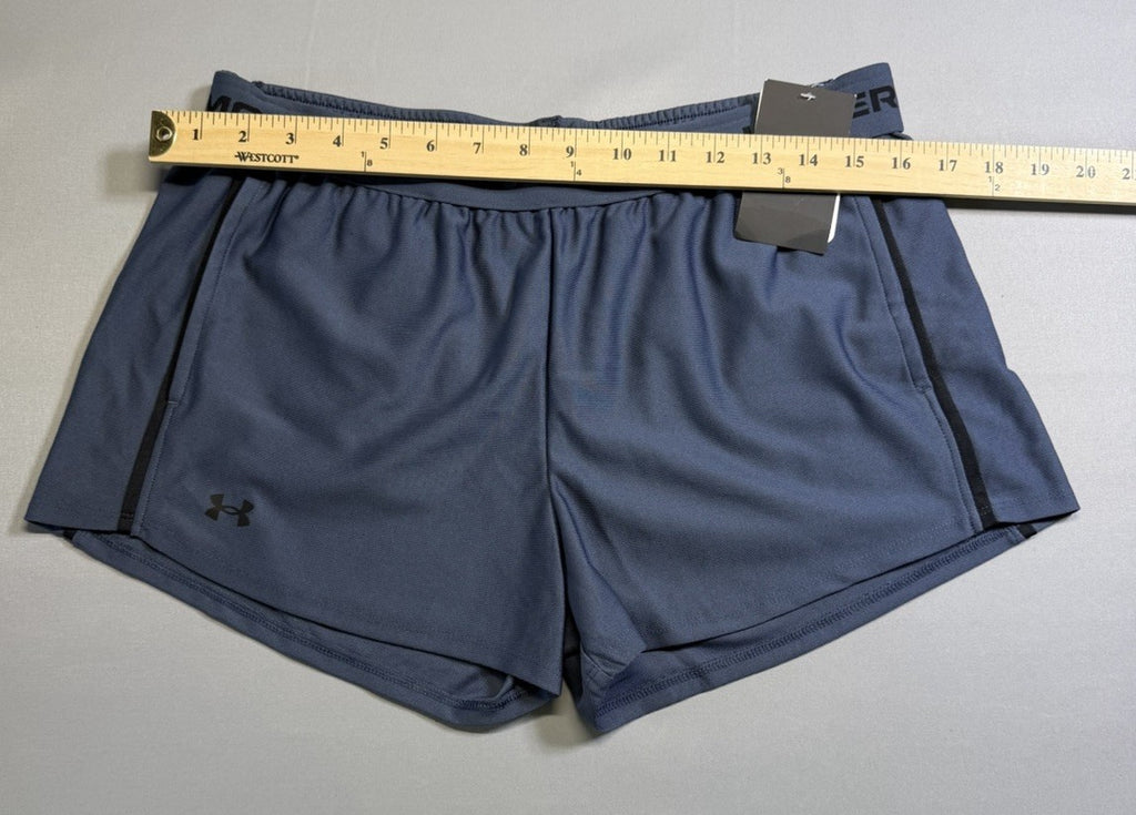 NWT Under Armour Tech Play Up Shorts Girls YXL Gray Drawstring 100% Polyester