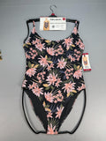 NWT Billabong One-Piece Swimsuit Women's XL Black Floral Sleeveless Summer Gear