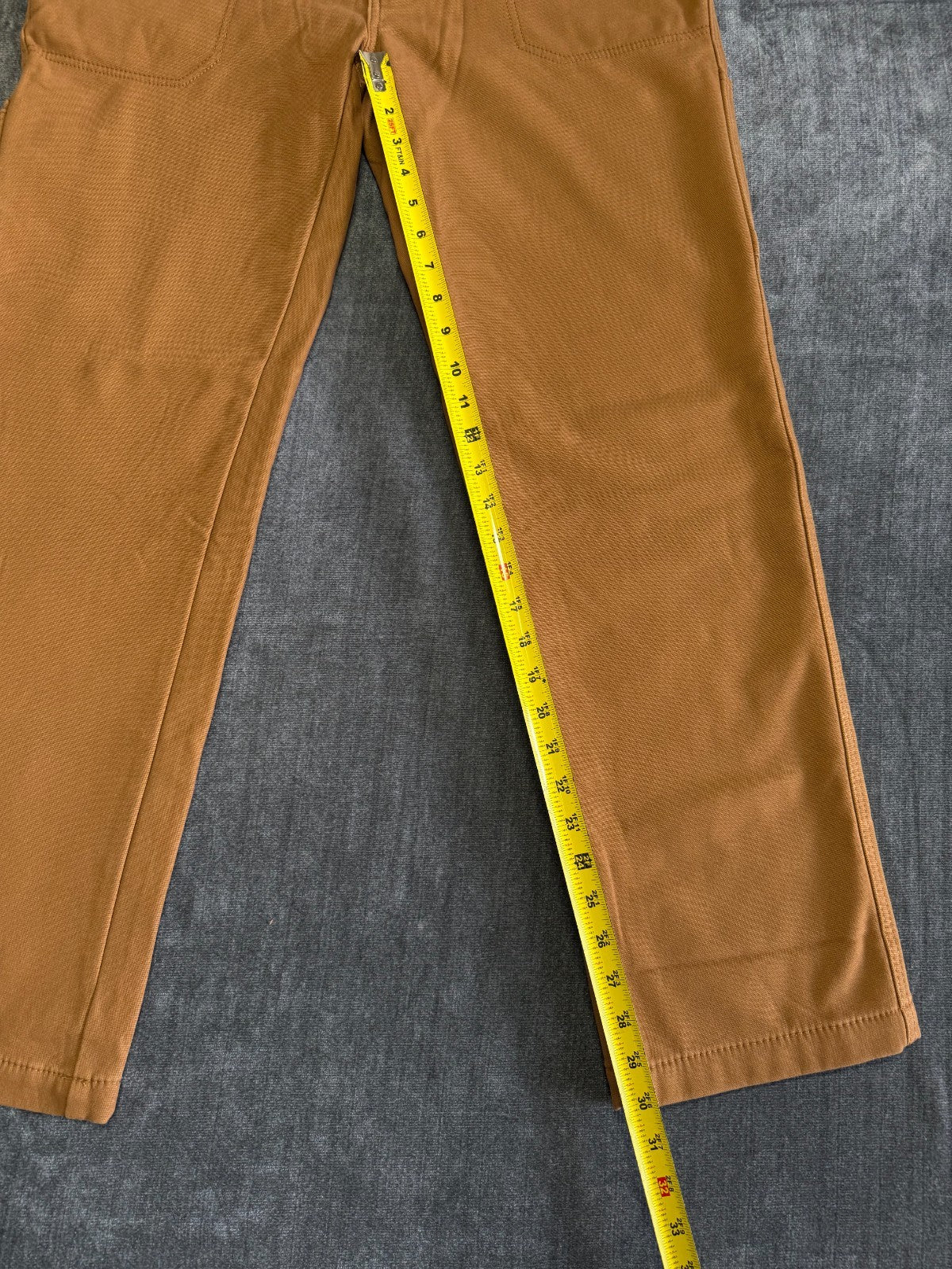 Coleman Work Pants Men's 34/32 Brown Fleece Lined Straight Leg Pockets Pull-On