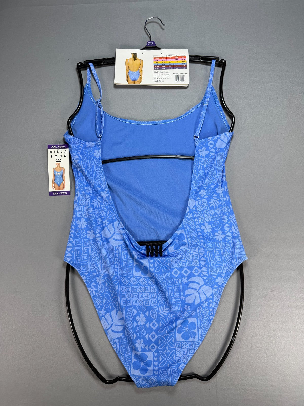 NWT Billabong One-Piece Swimsuit Women XXL Blue Sleeveless Stretch Summer Beach