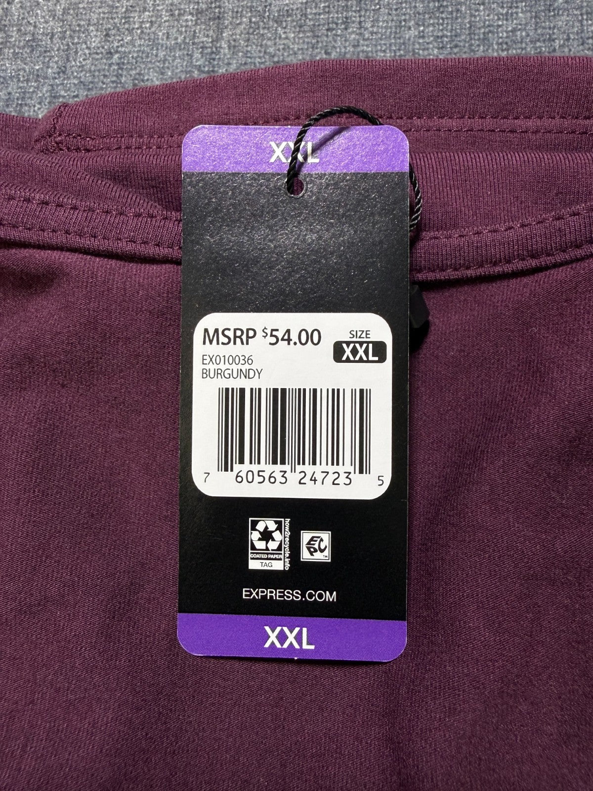 Express Square Neck Top Women's 2XL Purple Soft Stretch Long Sleeve Casual Wear