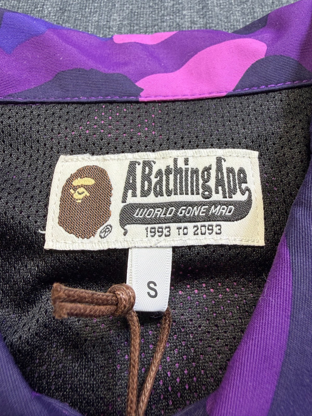 NWT A Bathing Ape Camo Coach Jacket Men's Small Pink Purple Long Sleeve Casual
