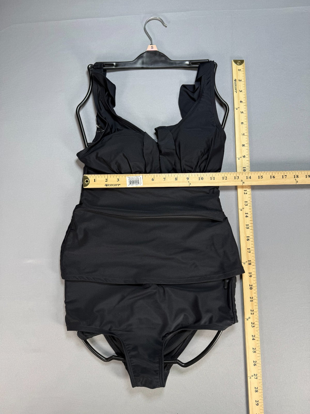 $118 DKNY 2-Pieces Ruffle Plunge Tankini Swimsuit Women's Small Black Sleeveless
