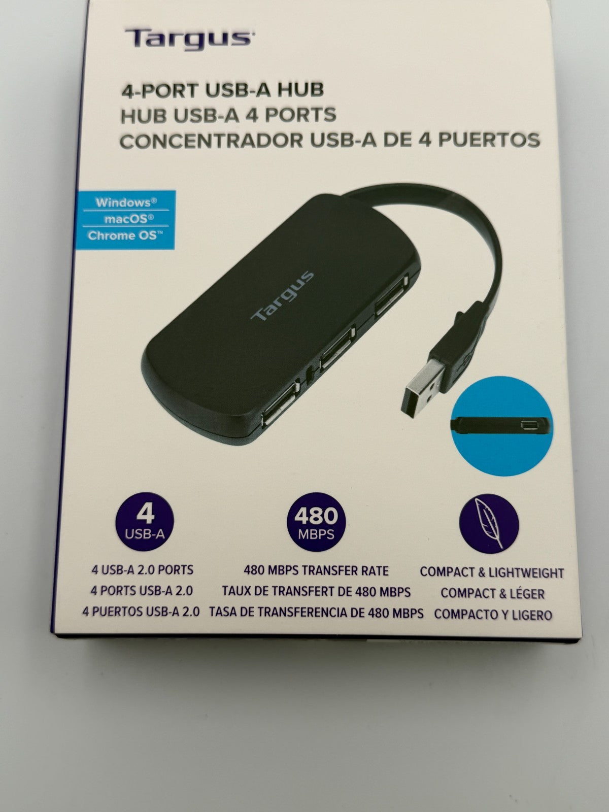 Targus ACH214 Black High-Speed PC & MAC Compatibility Portable 4-Port USB Hub