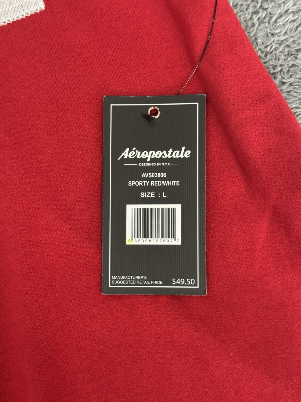 Aeropostale Button Up Baseball Sports Mens Size Large Red/ White Long Sleeve NWT