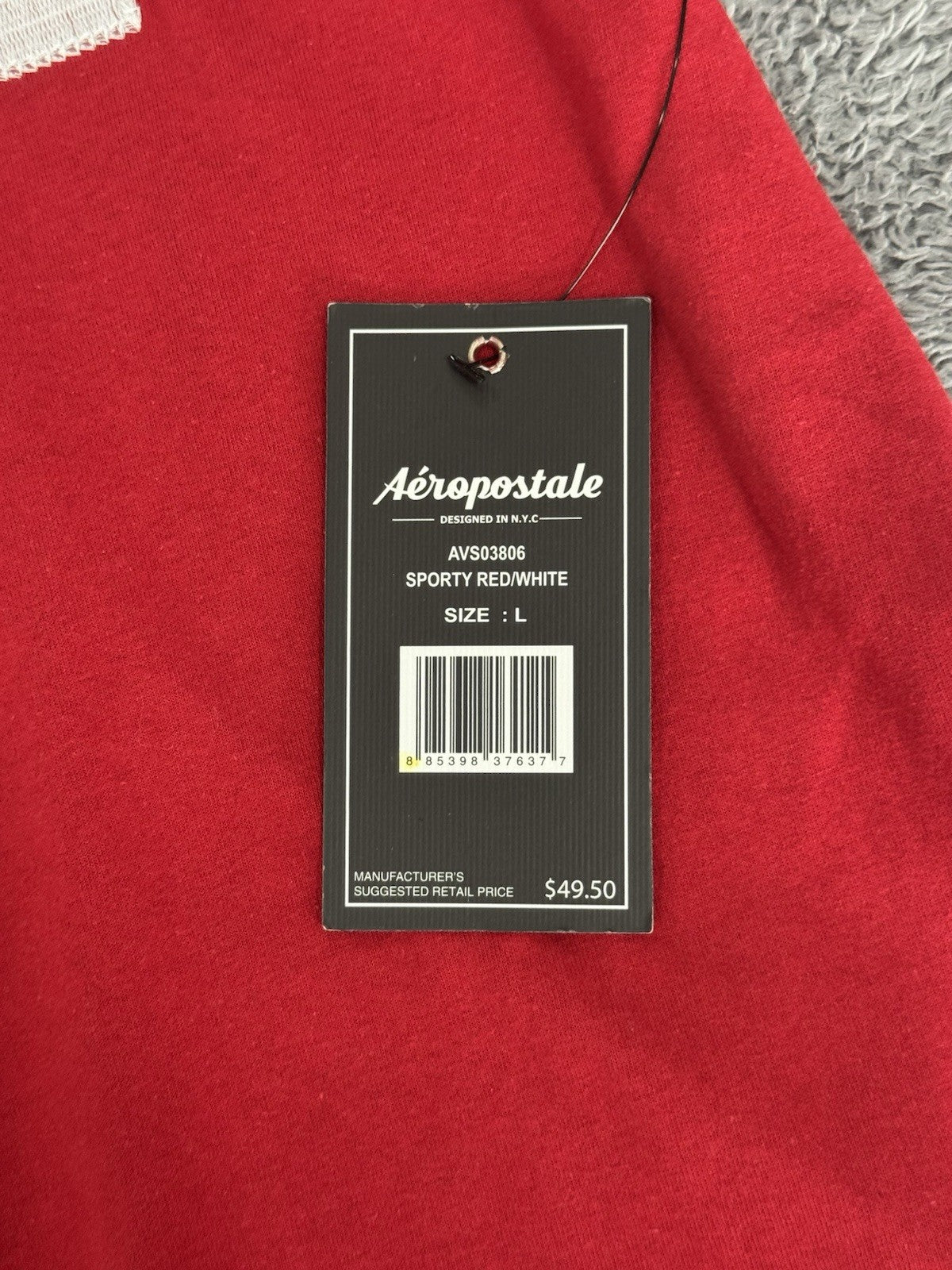 Aeropostale Button Up Baseball Sports Mens Size Large Red/ White Long Sleeve NWT