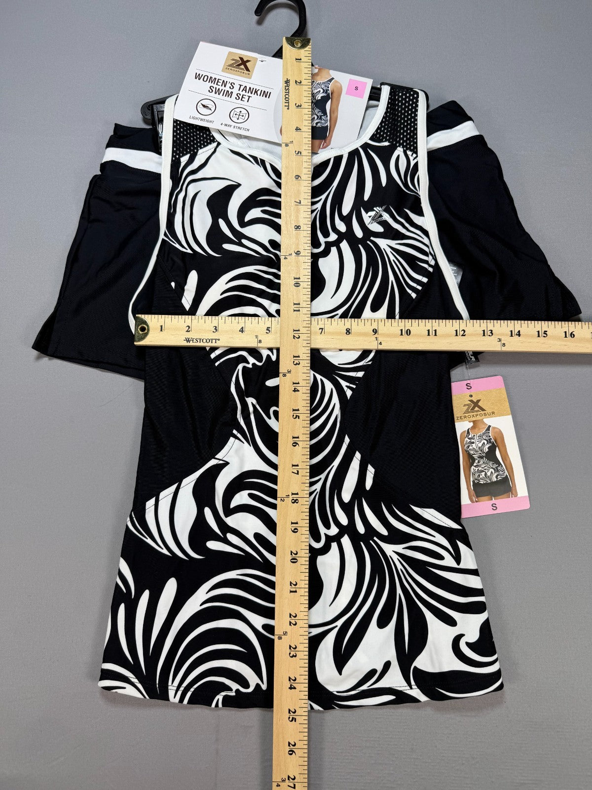 NWT ZeroXposur Tankini Swim Set Women’s Small Black White Summer Beachwear