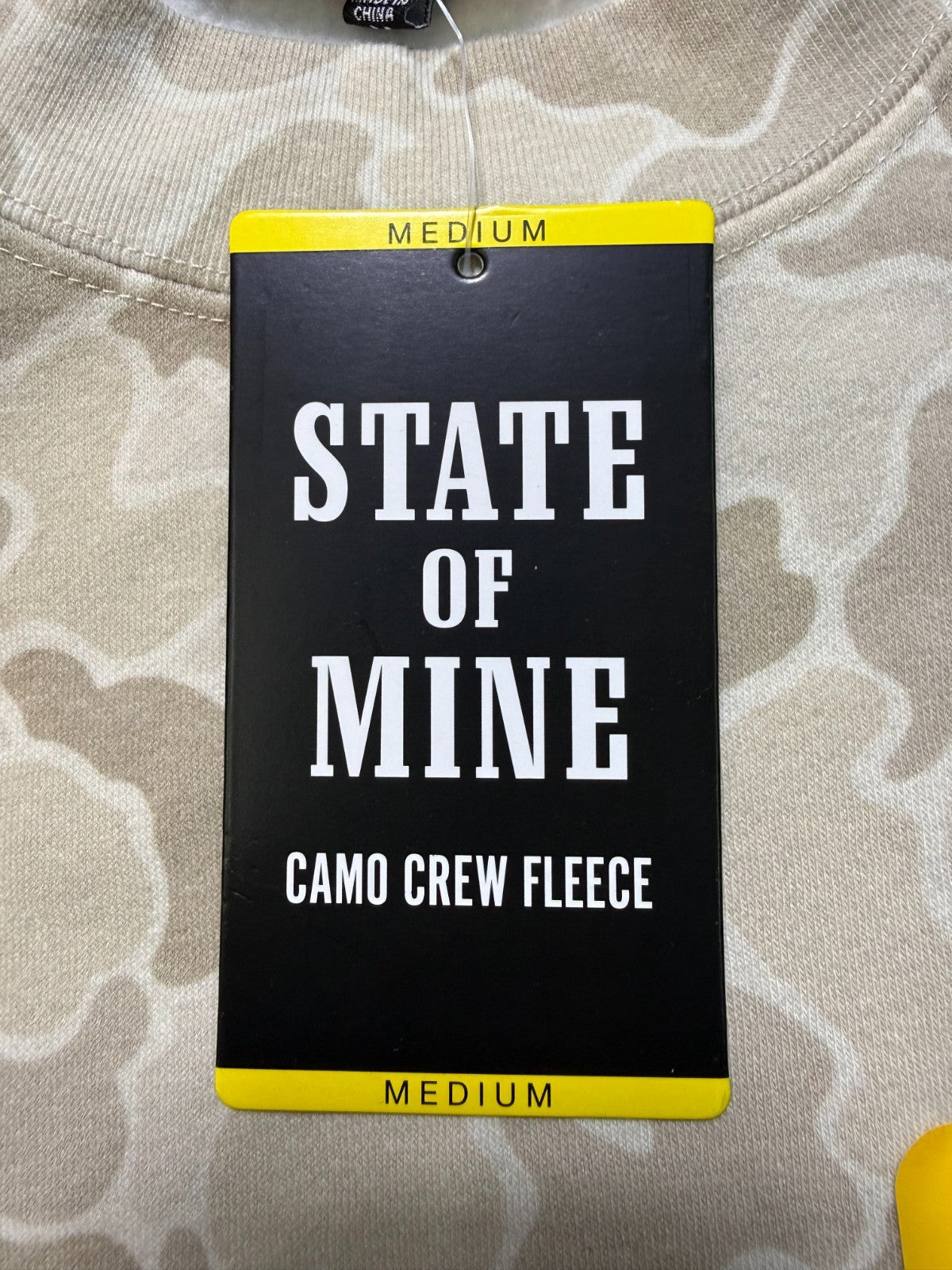 NWT State Of Mine Fleece Sweatshirt Men's Medium Gray Camo Long Sleeve Pullover