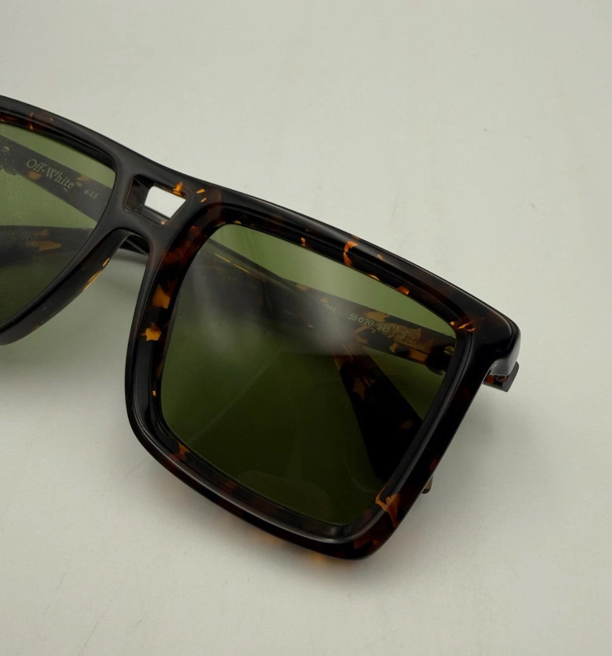 New Off-White Stratford Havana Square Sunglasses Men's Tortoise Shell Green Lens