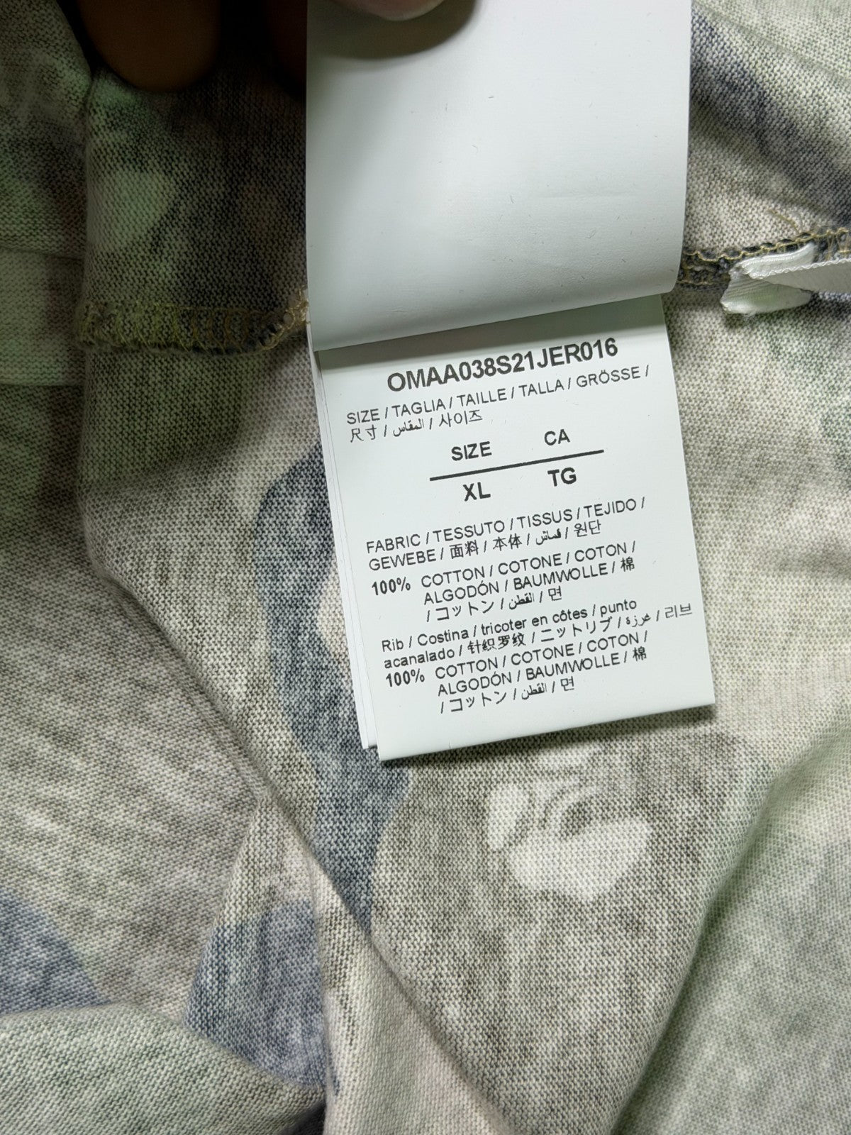 NWT Off-White Crew Neck Oversized T-Shirt Men's XL Green Camouflage Print Casual