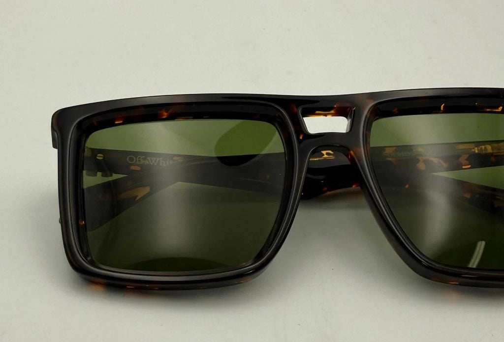 New Off-White Stratford Havana Square Sunglasses Men's Tortoise Shell Green Lens