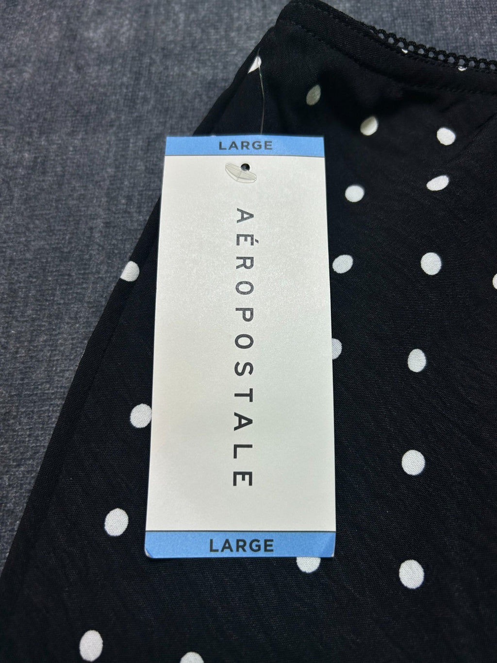 NWT Aeropostale Classic Polka Dot Maxi Slip Skirt Women's Large Black Preppy