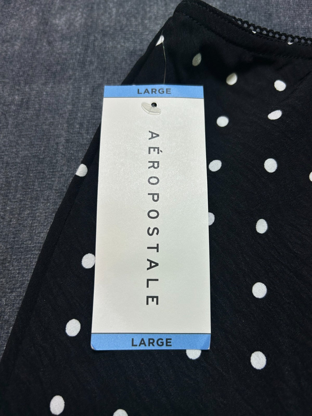 NWT Aeropostale Classic Polka Dot Maxi Slip Skirt Women's Large Black Preppy