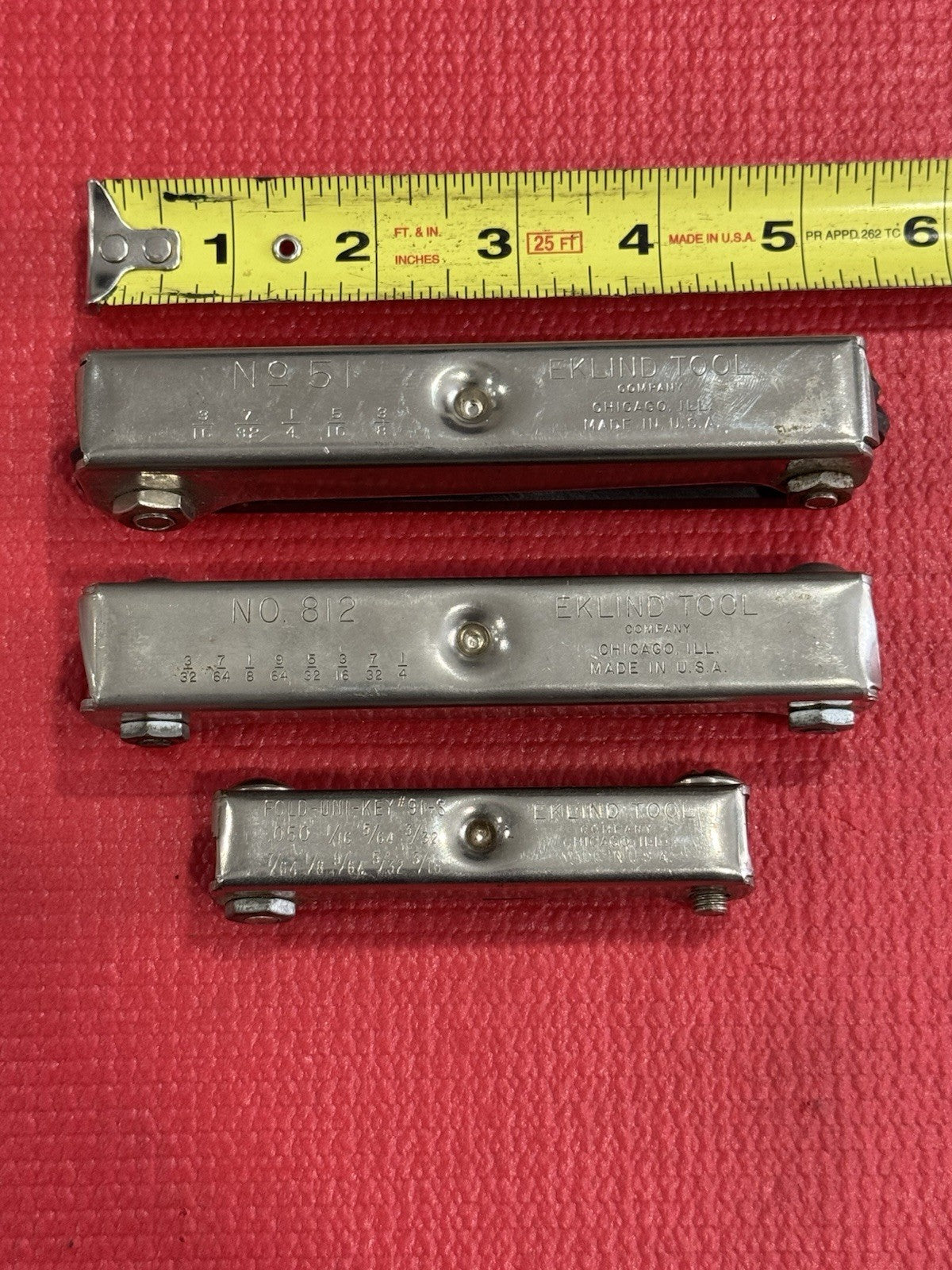 EKLIND TOOLS FOLDING HEX KEY ALLEN WRENCHES No.51,812,91-S  Chicago USA 3 Pc Lot