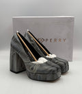 NEW Katy Perry The Uplift Platform Pumps Womens 6M Black Multi Holographic Swirl