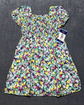 NWT Gap Knee Length Smocked Dress Girls S (6/6X) Multicolor Floral Short-Sleeve