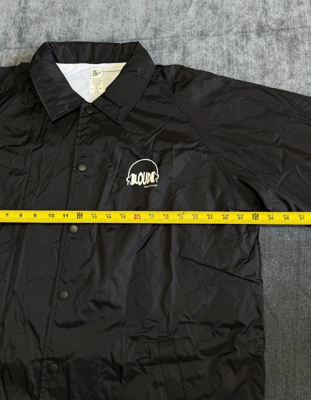The Thread Shop Loud Records Coaches Jacket Mens 2X Black Long Sleeve 100% Nylon
