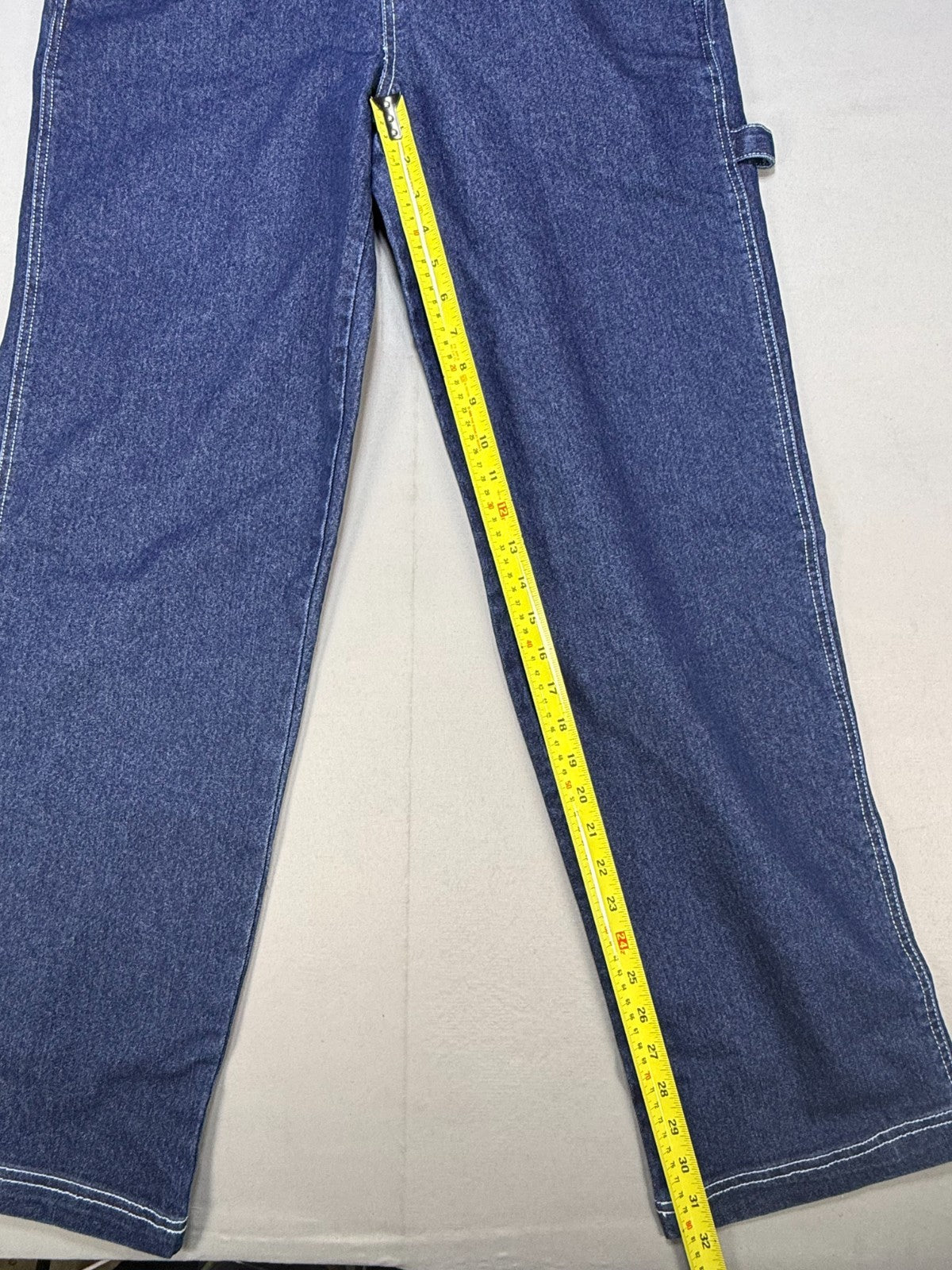 Hybrid & Company Stretch Overall Pants Women's Medium Dark Wash Pockets Preppy