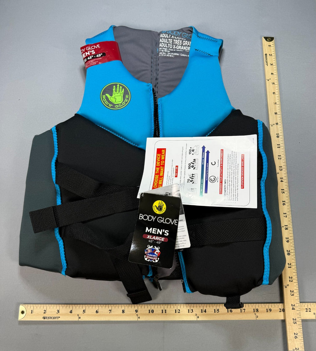 NWT Body Glove Segmented PFD Life Jacket Men's XL Blue & Black Lightweight