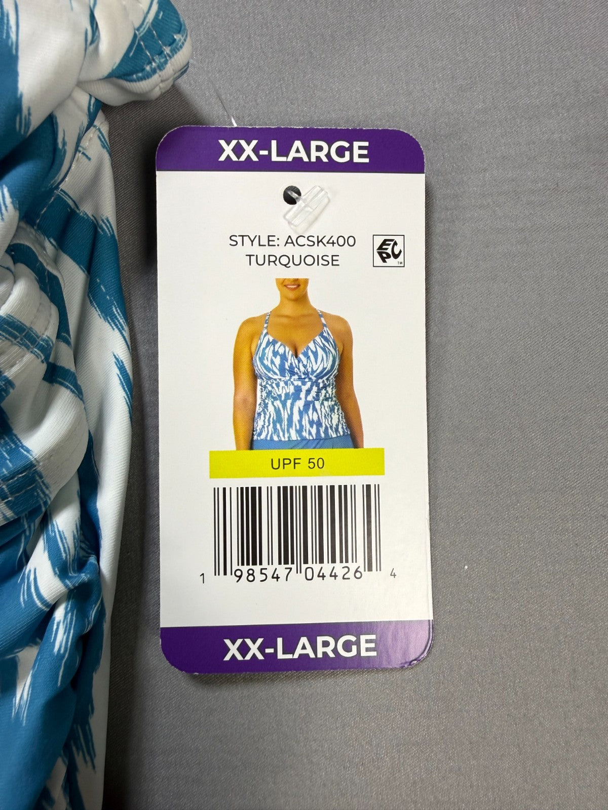 NWT Anne Cole Tankini Swim Top Womens 2XL Turquoise White UPF 50+ Summer Beach