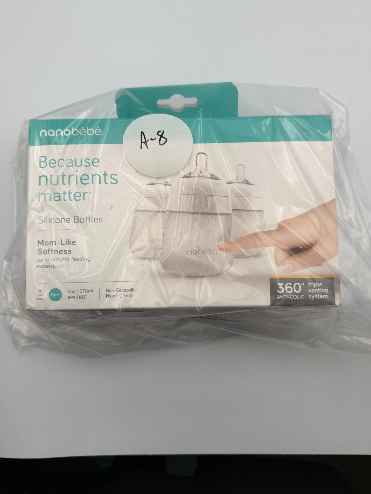 NEW Nanobébé White Anti-Colic BPA Free Flexy Silicone Baby Bottles 3-Pack -270ml