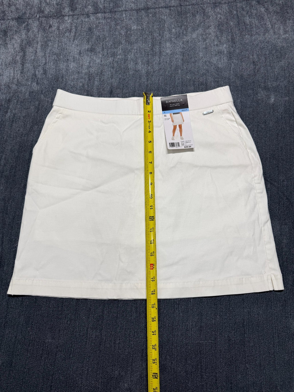 NWT Rafaella Comfort Waistband Skort Women's Large White Front Pockets Stretch