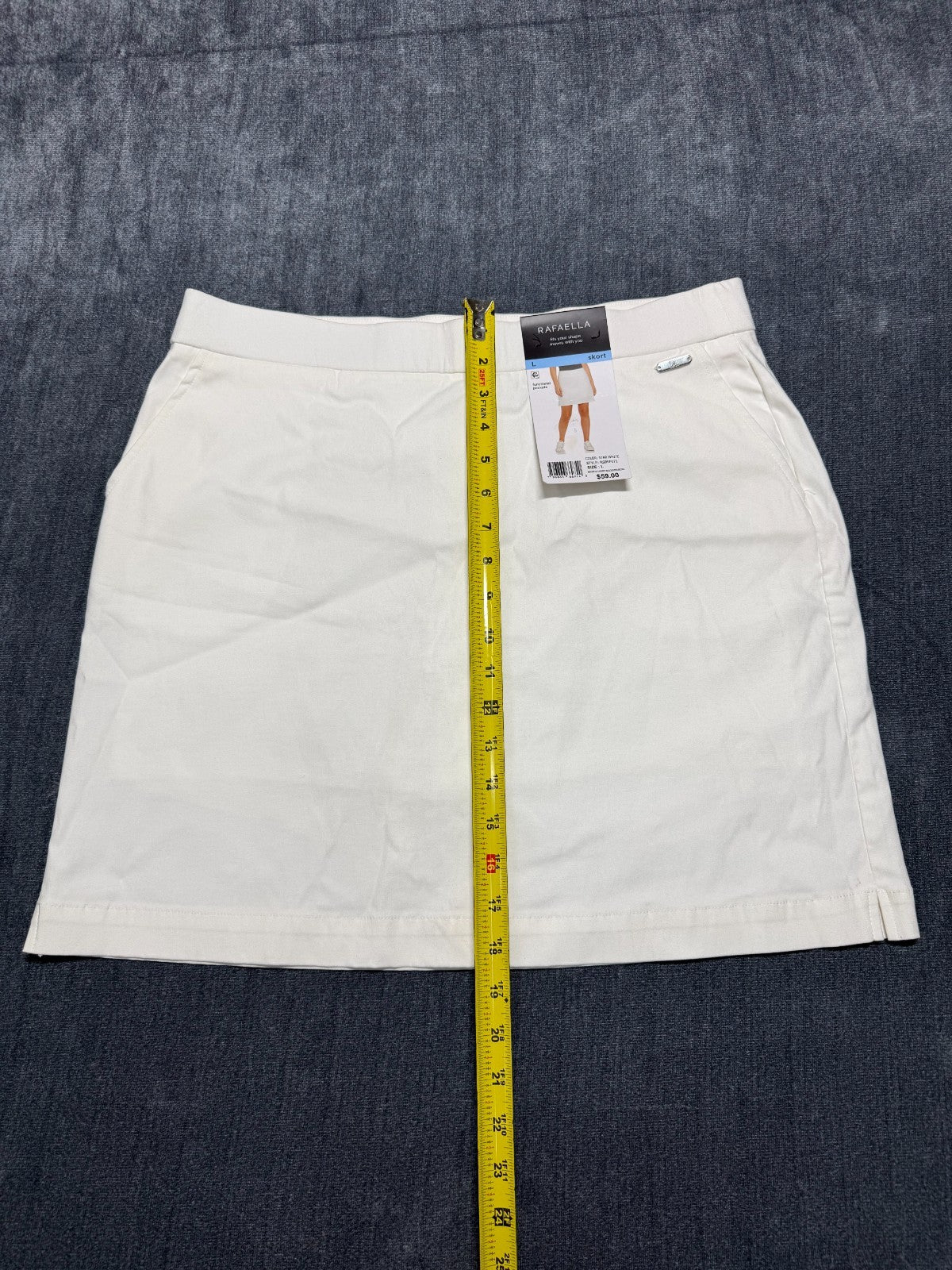 NWT Rafaella Comfort Waistband Skort Women's Large White Front Pockets Stretch