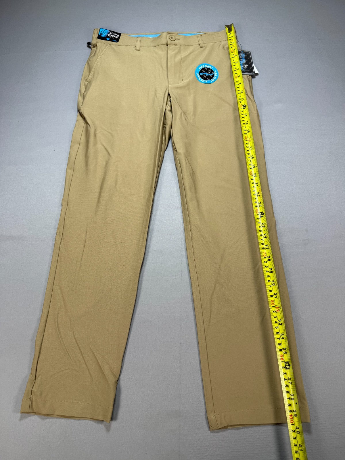 NWT Birdie Bound Golf Pants Men's 32X30 Beige Flat Front Lightweight Performance