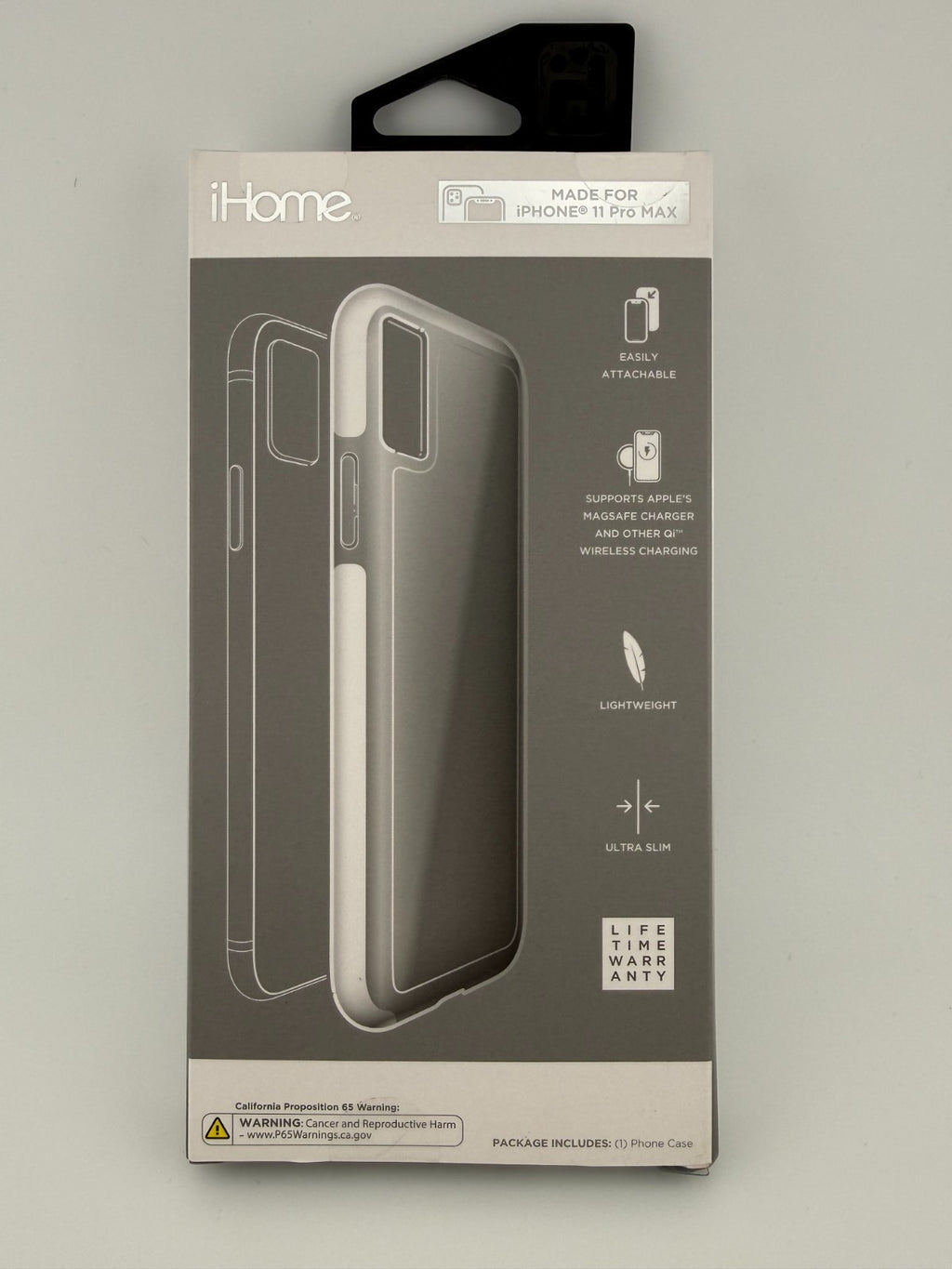 iHome Velo Clear/White Lightweight Dual Layer Impact Case for iPhone 11 Pro Max